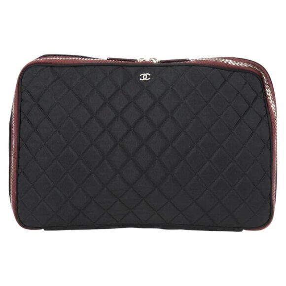 CHANEL Matelasse PC Case Nylon Black Silver CC Auth - Picture 1 of 15